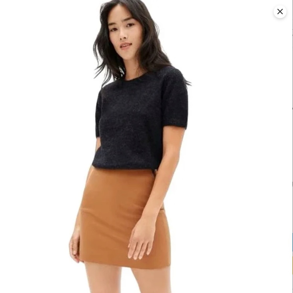 Heathered Black Alpaca Short Sleeve Sweater